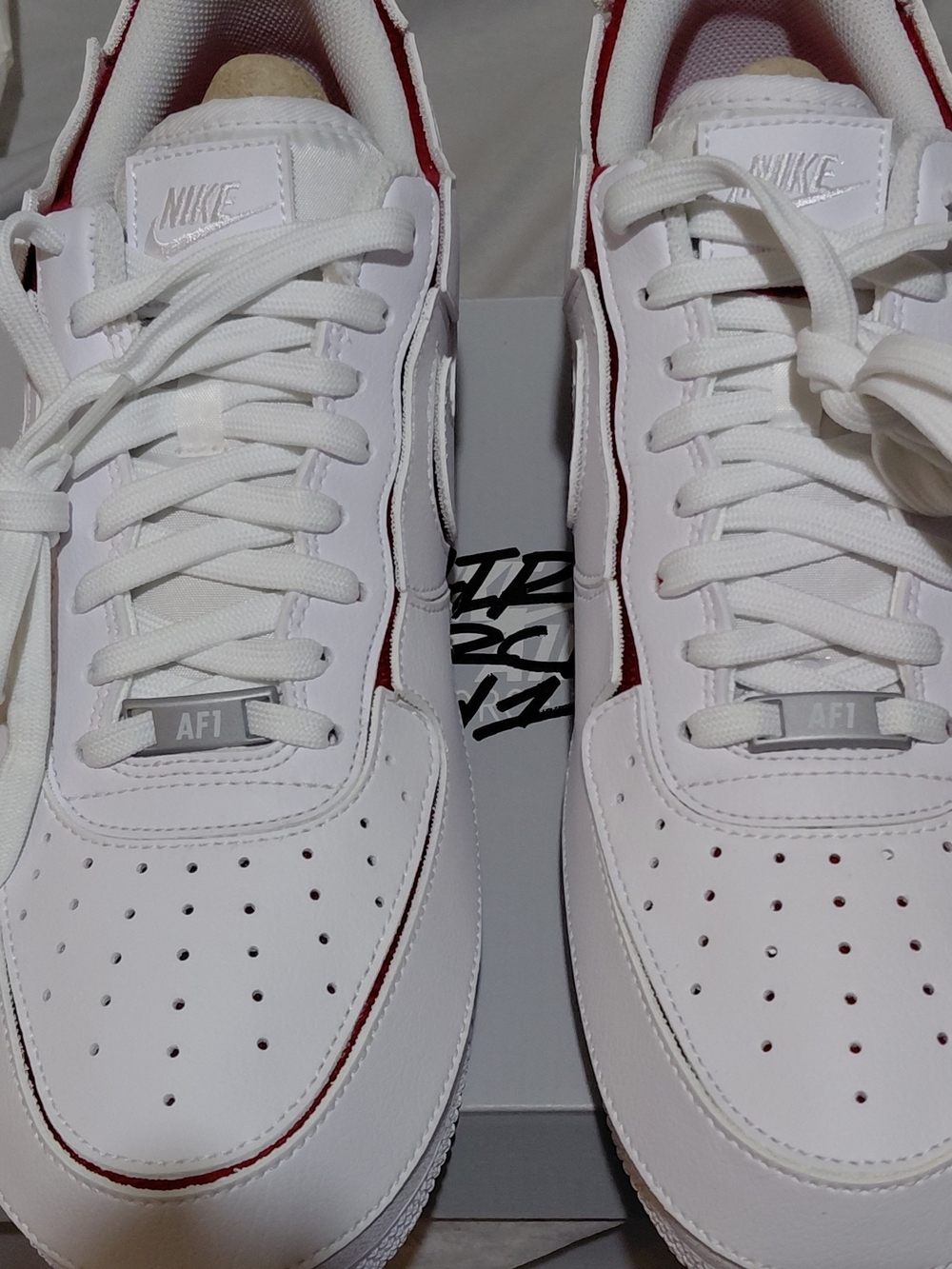Nike Men’s Air Force 1 Low White with Red Trim